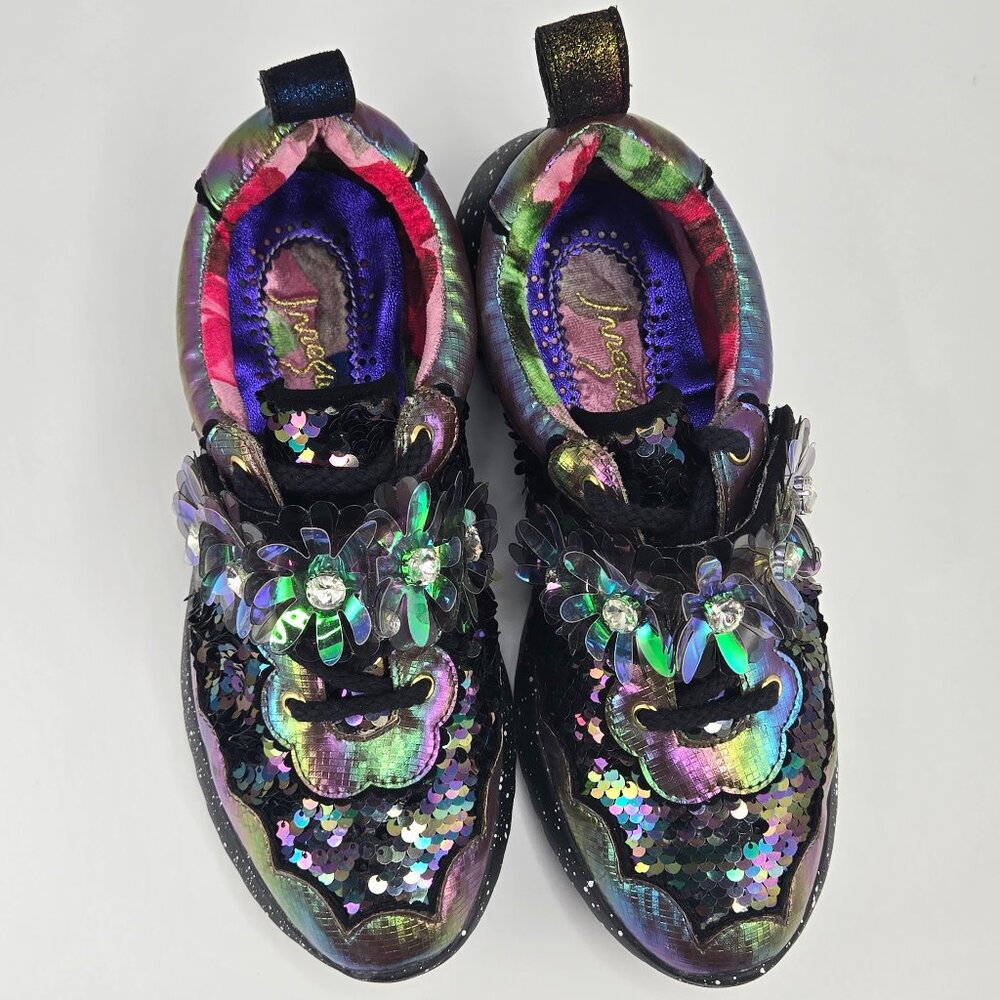 Irregular Choice Iridescent Sneakers RARE Sequin Flower Running Shoes - Picture 2 of 8